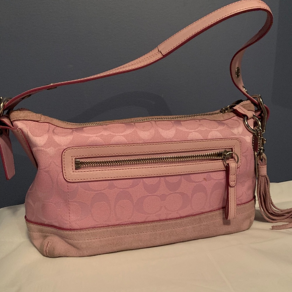 COACH Signature Duffle Suede Tassel Shoulder